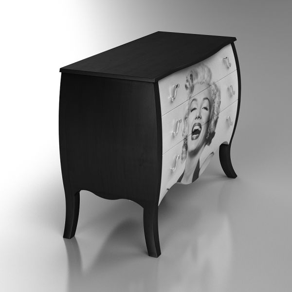 3D Marilyn Monroe Black Dresser